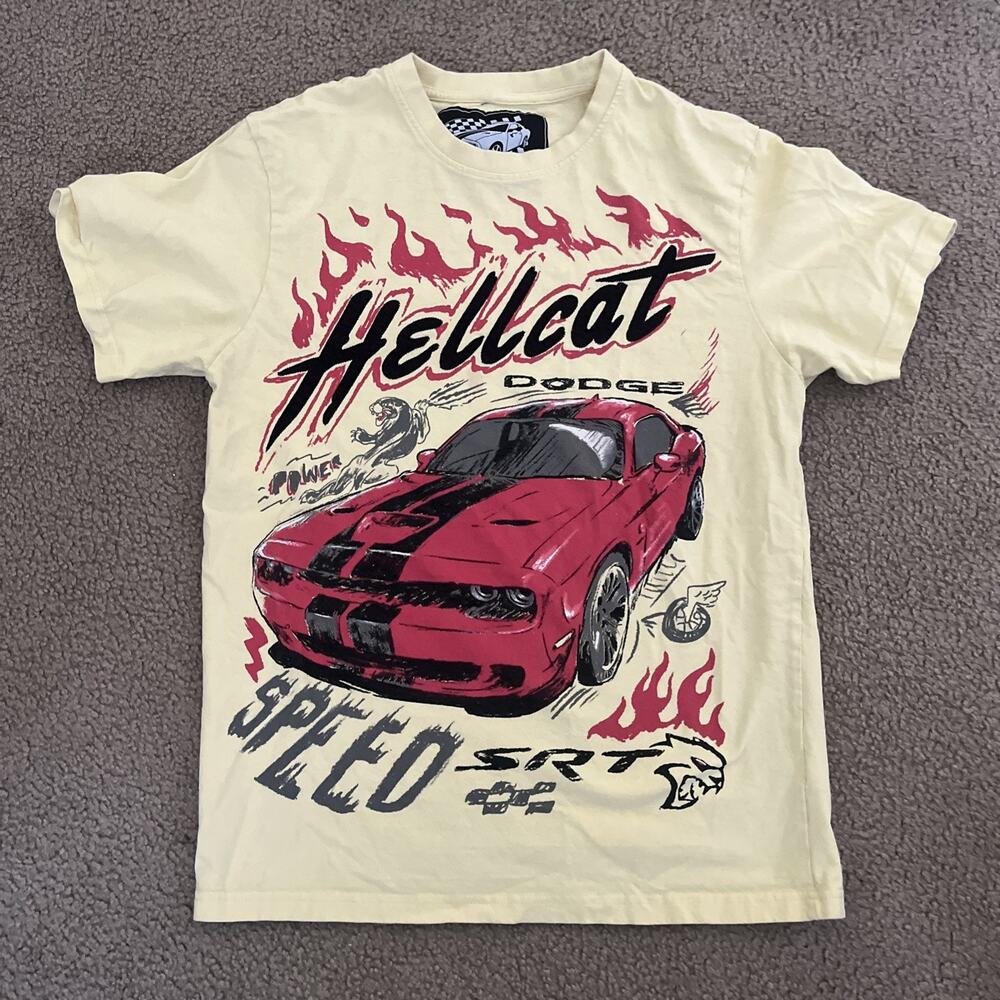 Reason x Dodge Hellcat SRT Graphic T-Shirt Mens Large Yellow Limited Edition L